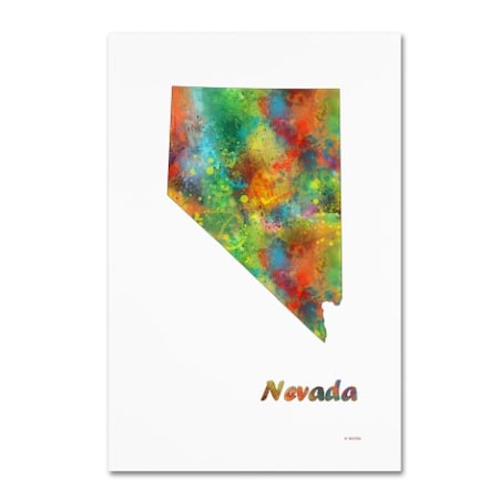 Marlene Watson 'Nevada State Map-1' Canvas Art,16x24